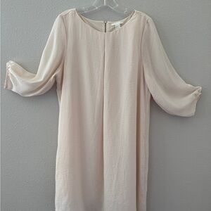 H&M Ivory  Mini Dress with Back Zipper  3/4  sleeve Size M